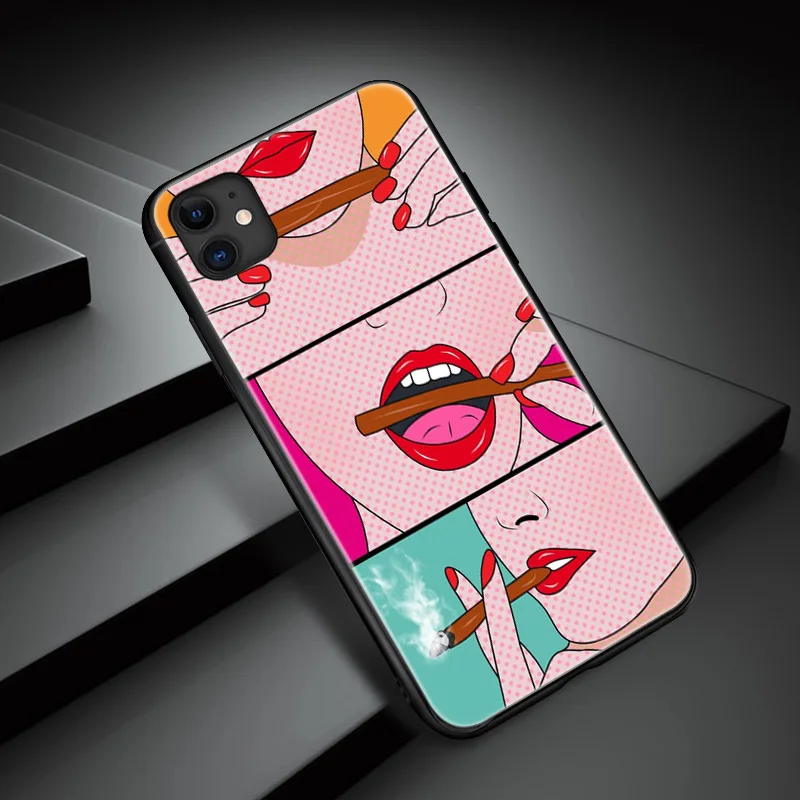 weed lady iPhone Case for SE 6 6s 7 8 plus x xr xs 11 12 mini Pro Max tempered glass phone cases cover soft silicone | Мобильные