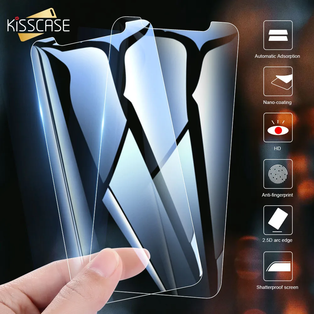 KISSCASE 2PCS Gehärtetem Glas Für iPhone 11 Pro Max Screen Protector Für iPhone 7 8 6 6S Plus X XR