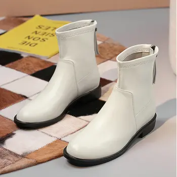 

2020 Autumn Winter Back Zipper Ladies Boots Female Thick High Heels Shoes Women Fashion Party Night Club Shoes Woman