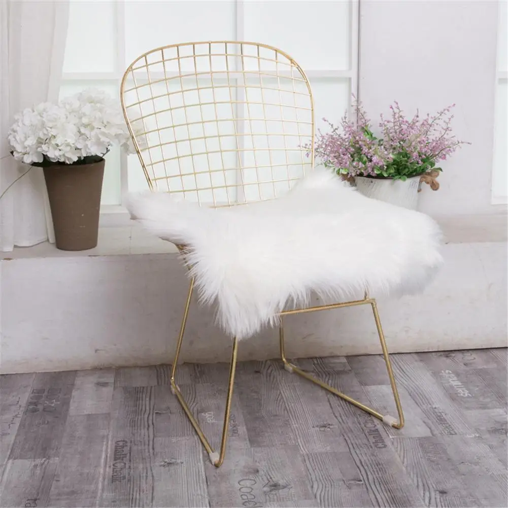 

Artificial Wool Chair Cushion MultiColors Square garnish Faux Mat Seat Pad Skin Fur Plain Fluffy Area Rugs Washable Home Textile