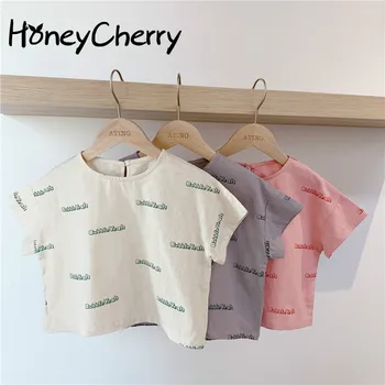 

2020 Children's Summer Kids Tshirt New Girl's Korean Short Sleeve Letter Printed T-shirt Toddler girl Clothes