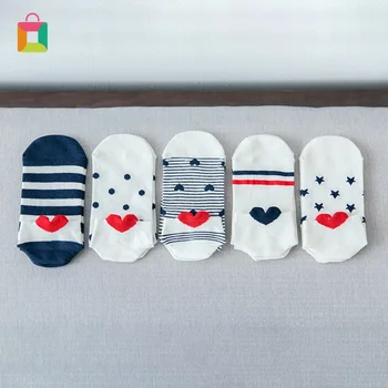 

Women's Socks Red Heart Striped Socks Comfortable Cotton Boat Socks Invisible Low Ankle Socks Glittery