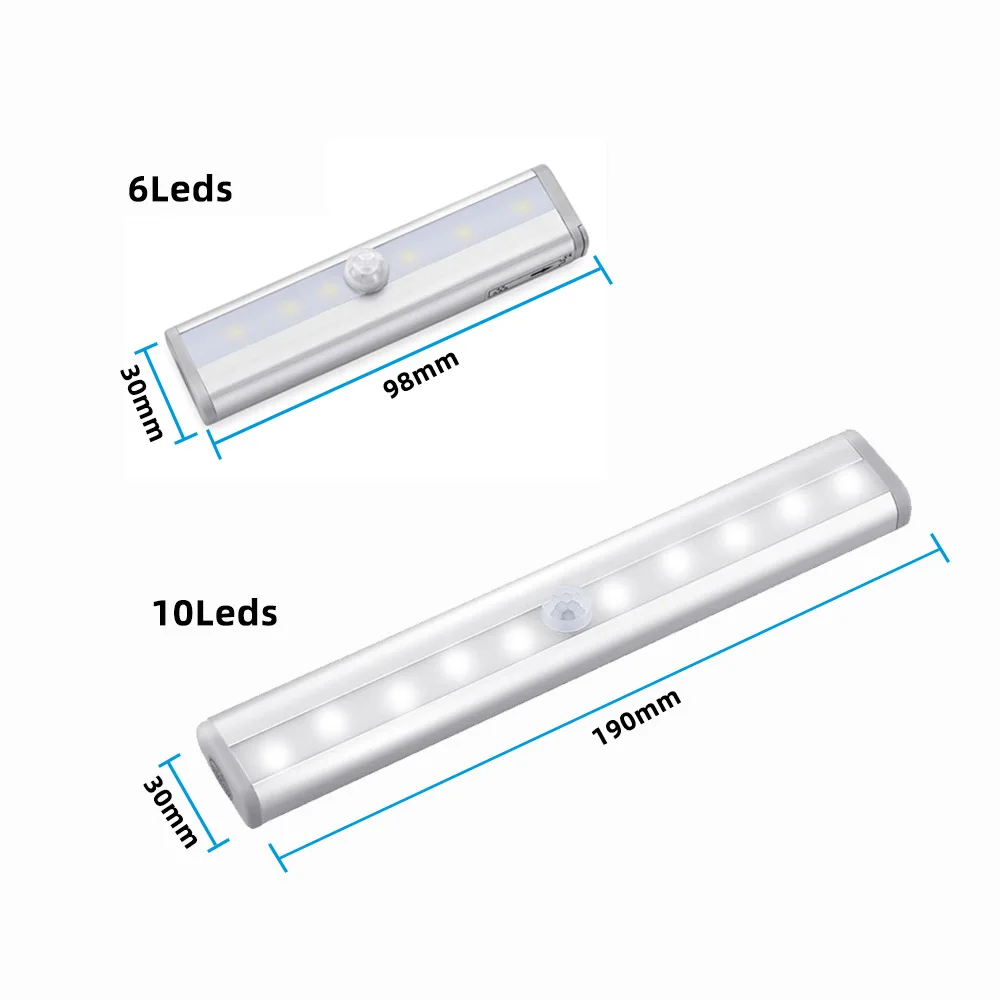  Aimkeeg 6/10 LEDs Under Cabinet Light PIR Motion Sensor Lamp Led Lights Battery Powered Potable Wir - 33011665451