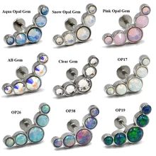 1 шт. G23 титана и хирургическая сталь опал с внутренней резьбой ушной хрящ кристалл серьги Лабрет ювелирные изделия для пирсинга
