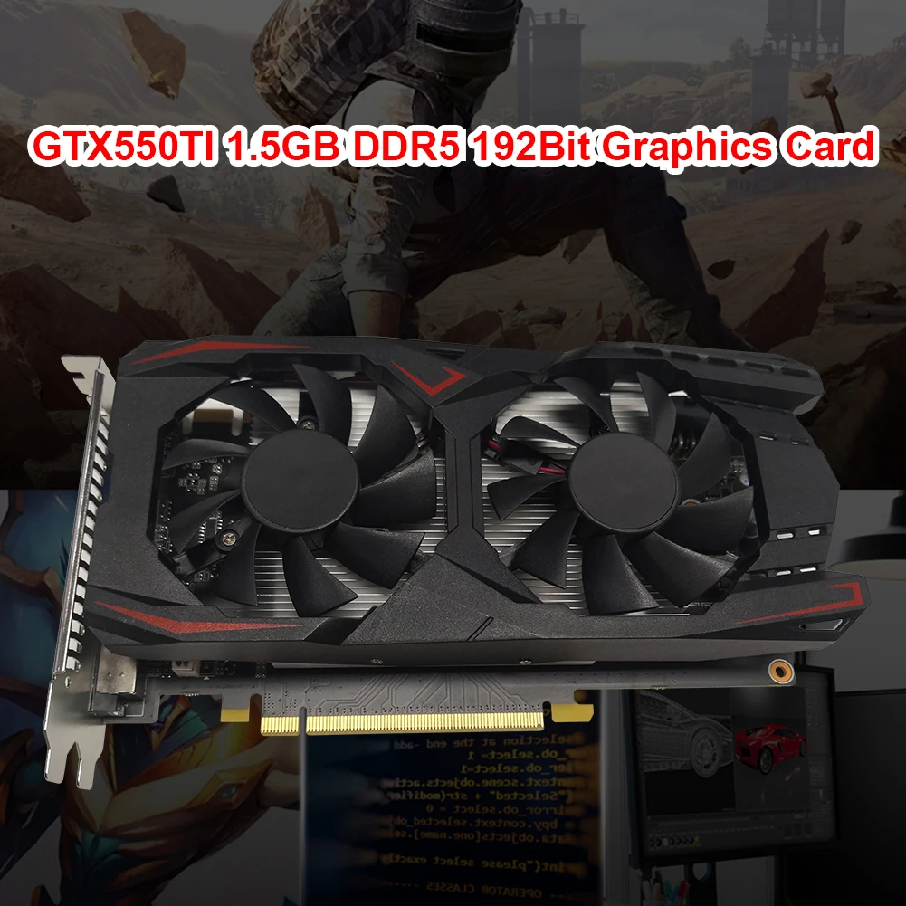 Игровая видеокарта GTX550TI DDR5 1 5 ГБ бит с двумя вентиляторами охлаждения настольный