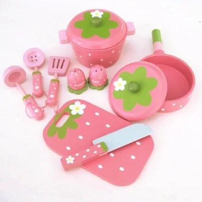  New Style Cookware Kitchenware Group Children Play House Educational Wooden Kitchen Toy Set GIRL'S  - 4000267327639