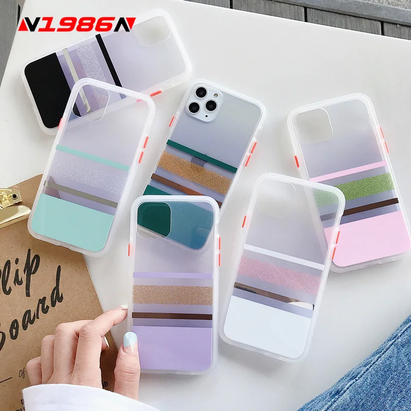 N1986N для iPhone 11 Pro X XR XS Max 7 8 Plus чехол телефона роскошный блестящий карамельный цвет