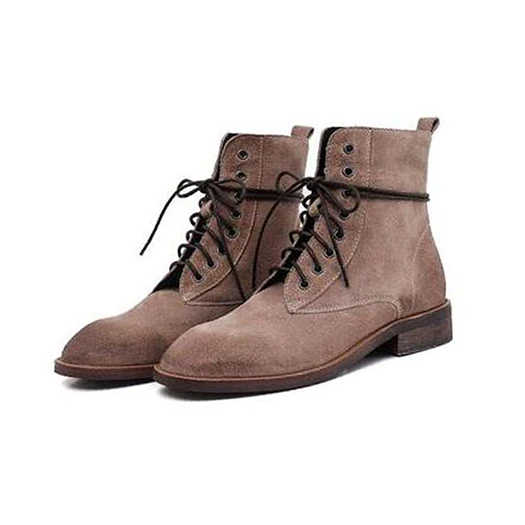Black suede Женская замшевая обувь; повседневные ботильоны на шнуровке спереди, не сужающегося книзу массивного размера плюс; осенние армейские короткие ботинки из натуральной кожи; большие размеры 12, 44, 10 - Цвет: Black suede