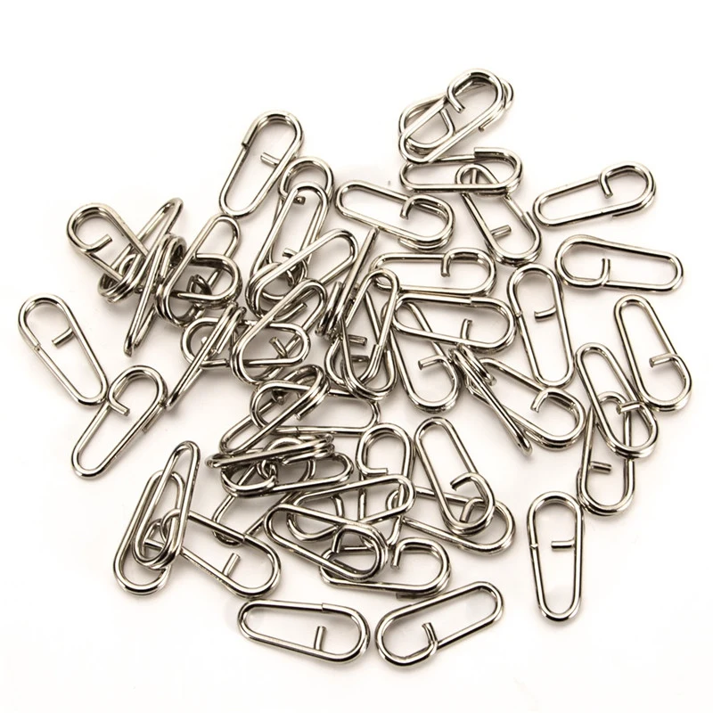 

50pcs/100pcs Stainless Steel Fishing Safety Snaps Clip Interlock Line Terminal Tackle Accessory For Fishing Outdoor