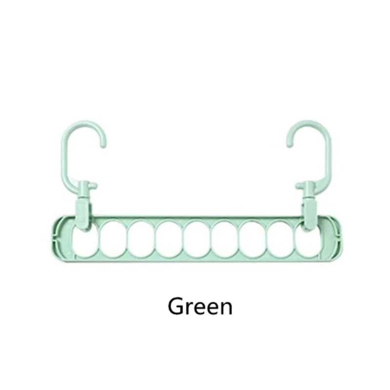 green Новая пластиковая вешалка для одежды с 9 отверстиями, нескользящая полка для гардероба, вращающаяся на 360 градусов, сушильная полка - Цвет: green