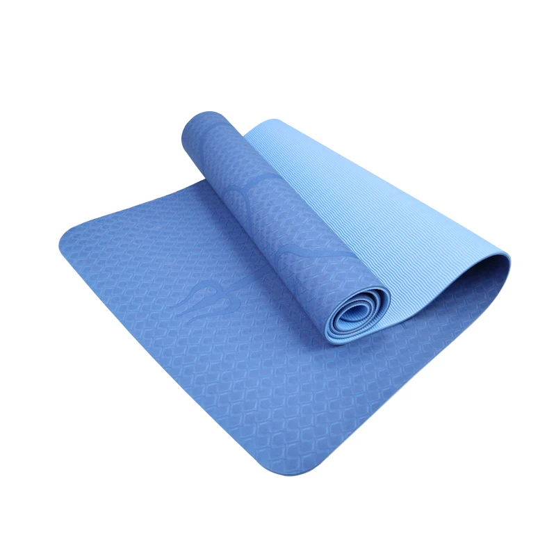 ТПЭ 1830*610*6 мм двойной цвет Коврик для йоги линия тела фитнес нескользящий ковер толстые коврики для пилатеса для начинающих экологические коврики для спортзала - Цвет: Deep and light Blue