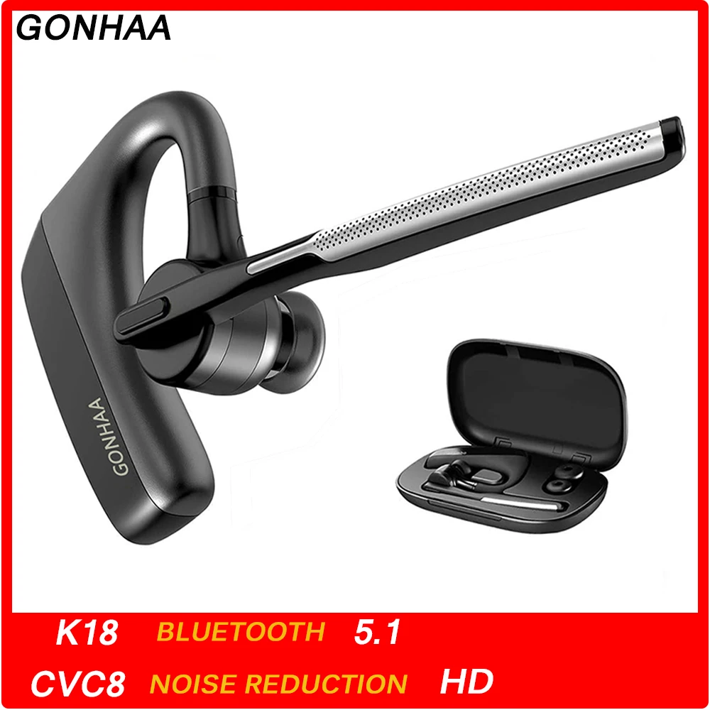 Écouteurs Bluetooth sans fil Bluetooth casque HD avec CVC8.0 double Microphone fonction de réduction du bruit adapté au téléphone intelligent