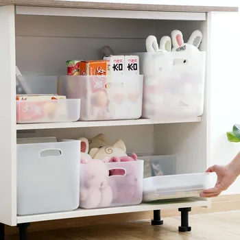 

Transparent Storage Box Case Snacks Toy Cosmetic Organizer Plastic Container Desktop Sundries Storage Basket Closet Organizer