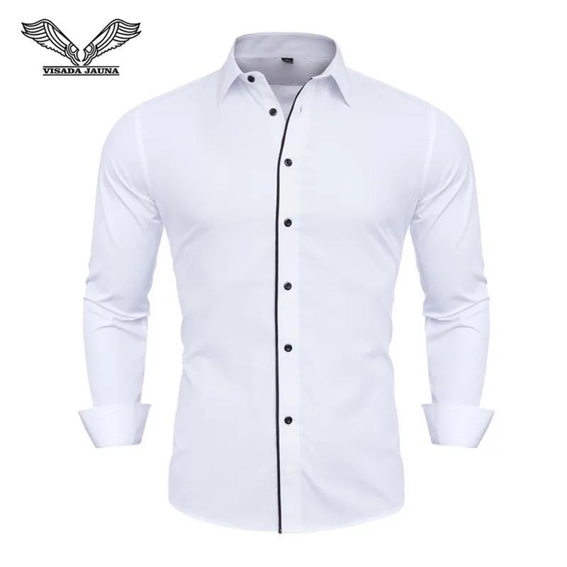 Хлопок Мужская одежда Повседневная рубашка с длинным рукавом размера плюс 8xl 7xl 6xl Высокое качество Модный стиль полосатый цвет белый синий N5136