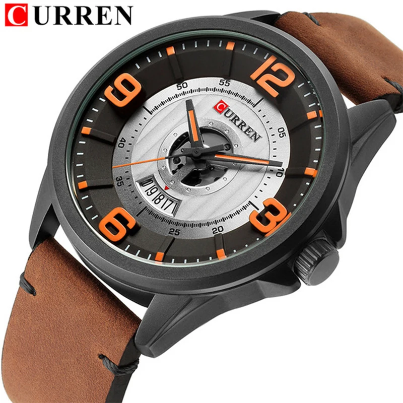 2020 CURREN fashion top new Luxury Brand Relogio Masculino week Date diaplay Leather strap Men Sports Watches Quartz Clock 8305