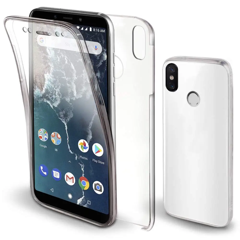 Модный чехол 2 в 1 360 градусов силиконовая Прозрачная крышка для XiaoMi MiA2 Mi A2 M Global