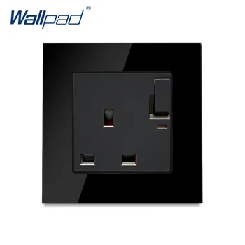 

Wallpad 1 Gang 13A Socket Wall Switch Wallpad Luxury Black Crystal Tempered Glass Panel 86*86mm