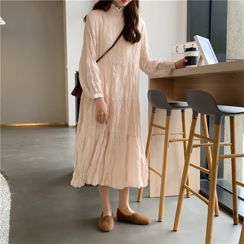 

Women's Pleated Chiffon Dress Spring / Summer 2020 New Hot Fashion Women's Casual Solid Color Basic Dress 90