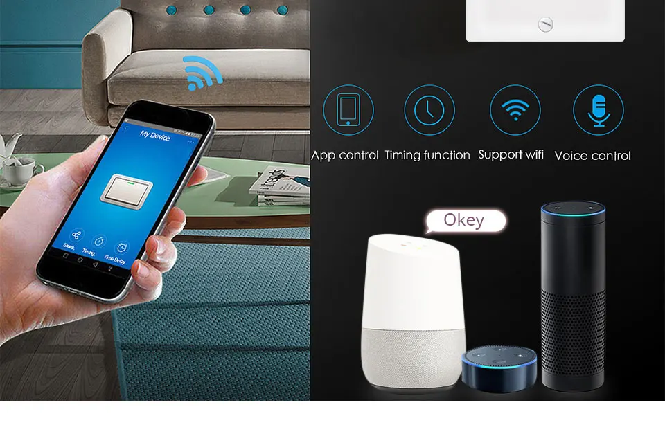 Wifi Tuya умный переключатель кнопка US 1 2 3 банды дистанционного управления настенный переключатель для Alexa Google Assistant умный дом выключатель света