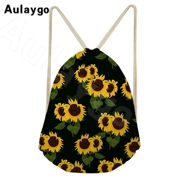 

Aulaygo Drawstring Bags Sunflower Flower Pattern Children Sport Bags Swimming Bags Double Shoulder Bag School Girl Backpack Hot
