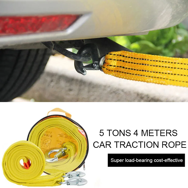 4m 5 Ton Car Tow Cable Towing Pull Rope Strap Hooks Van Road Recovery Heavy Duty Multifunctional Broken Vehicle Durable Sturdy | Автомобили