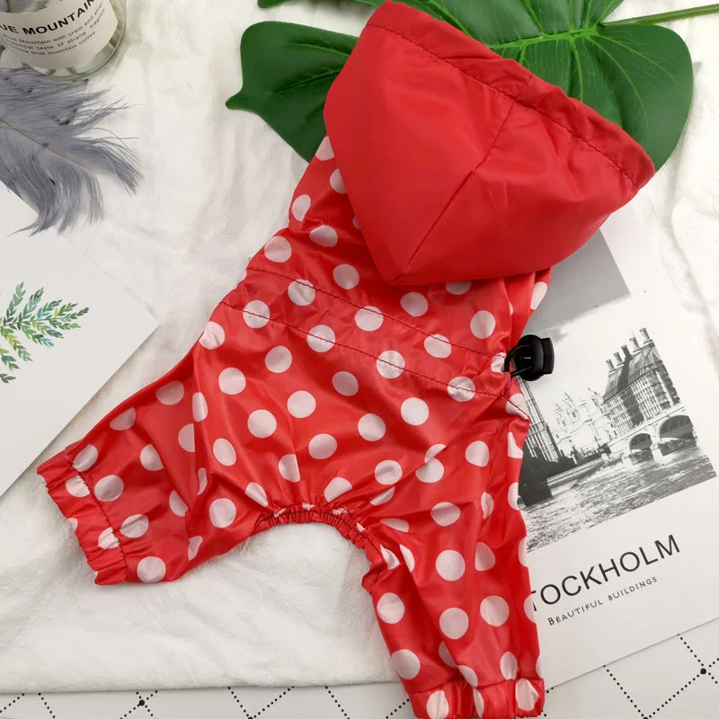 Dog Rain Coat For Small Dogs Waterproof Jumpsuit Polka Dot Raincoat Clothing Cat Chihuahua Golden Retriever | Дом и сад