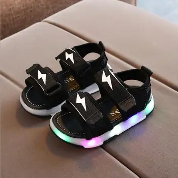 

LED Boys Sandals Water-proof Children's Shoes Lighted Kids Beach Sandles Permeable Soft Sole