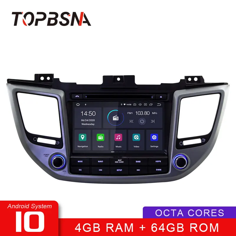 Автомобильный DVD-плеер TOPBSNA Android 10 для HYUNDAI TUCSON ix35 2016 2017 WIFI мультимедийный 2 Din