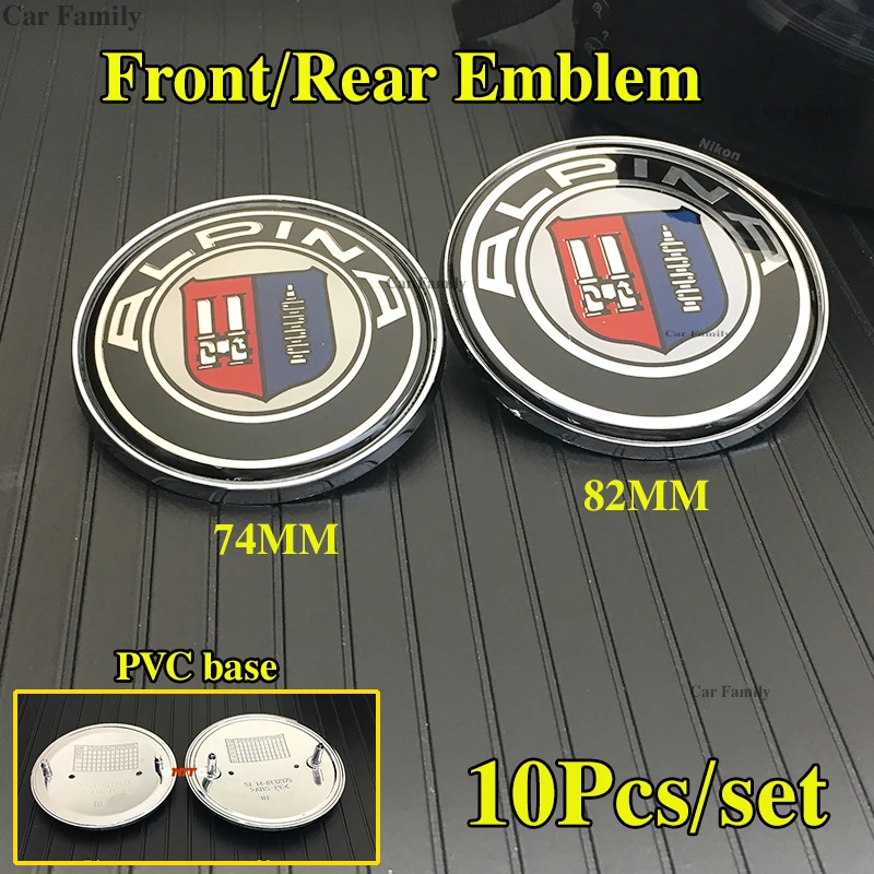 

10x body kits 82mm/74mm Front Hood Badge Emblem Bonnet Badge Trunk Boot Cap For bmw