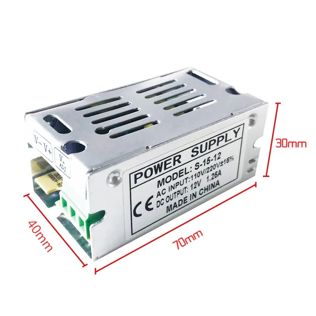 DC12V 1.25A 15 Вт осветительные трансформаторы светодиодный адаптер питания для светодиодных лент выключатель питания светодиодный драйвер