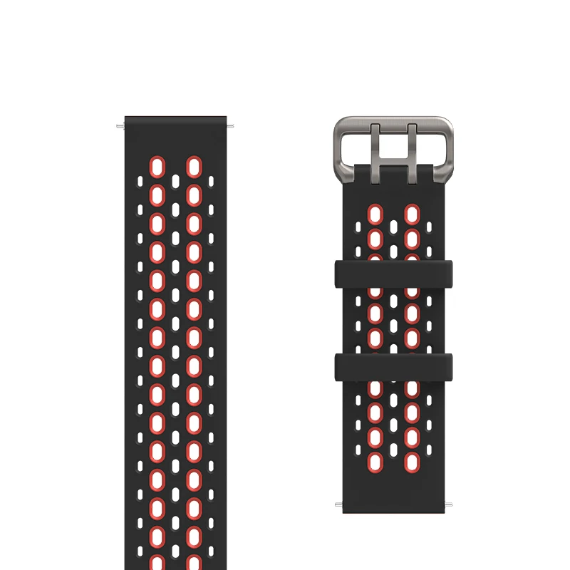 Ремешок для часов Xiaomi Huami 22 мм(ширина) силиконовый браслет для Amazfit GTR(47 мм)& Pace Stratos Smart Sport Watch 2 2S 3 - Цвет: Black add red