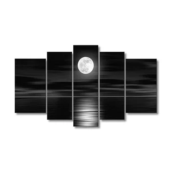 

5 Pcs Large Canvas Prints Moon Hanging Wall Art Oil Painting Canvas Artwork for Living Room Bedroom Home Office Decor (Without F