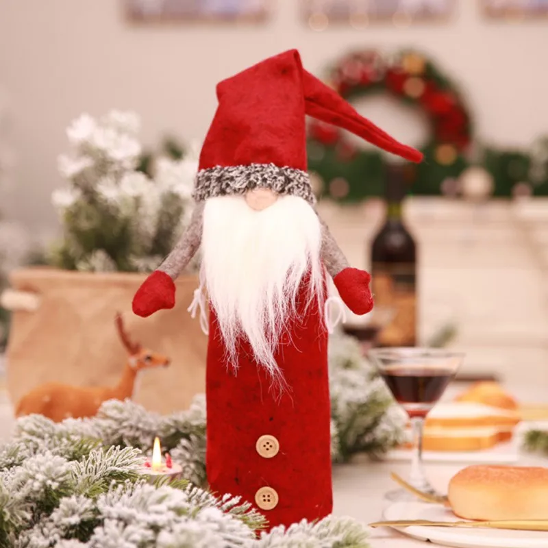 Новые рождественские красные чехлы для винных бутылок сумки Санта Клаус Снеговик Чехлы для бутылки шампанского Рождественская вечеринка домашний декор стол - Цвет: R4