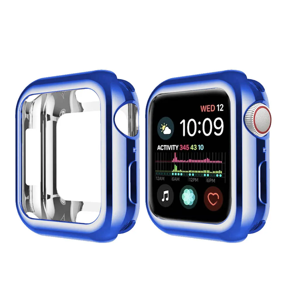 Тонкий мягкий чехол из ТПУ для Apple Watch Series 1 2 3 38 мм 42 мм защитный чехол с покрытием для iwatch Series 4 5 40 мм 44 мм - Цвет: Blue