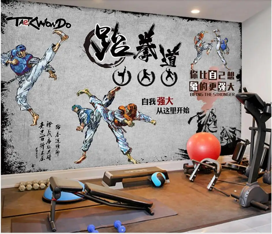 Papel de parede fotográfico efeito 3D taekwondo academia boxe artes  marciais academia decoração de parede moderna não tecido em relevo mural de  papel de parede - 400 cm x 280 cm