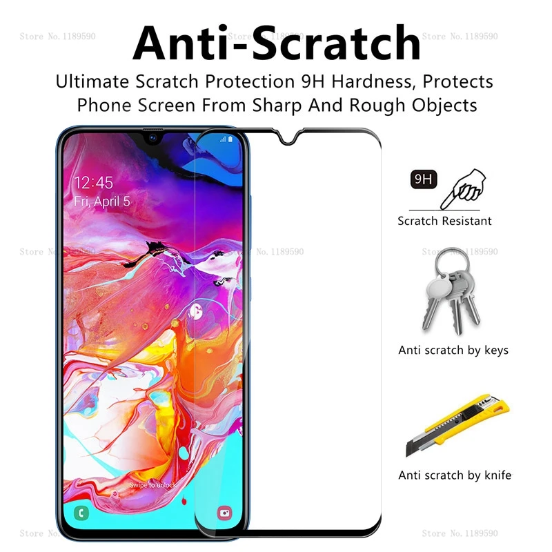 2 в 1 полное покрытие из закаленного стекла для samsung Galaxy A70 A50 A30 A20 SM A705F A505F 9D передний стеклянный объектив камеры протектор экрана