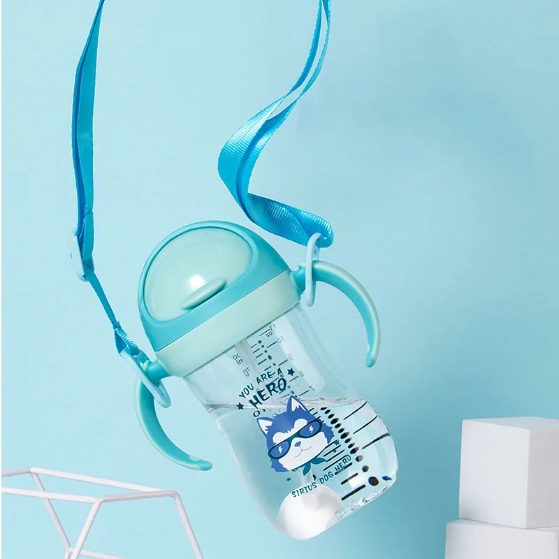 ABL110 Blue Детский Поильник с соломинкой стакана воды для маленьких мальчиков и девочек обучения пить воду Ручка Милые Дети Детские бутылочка с ручкой - Цвет: ABL110 Blue