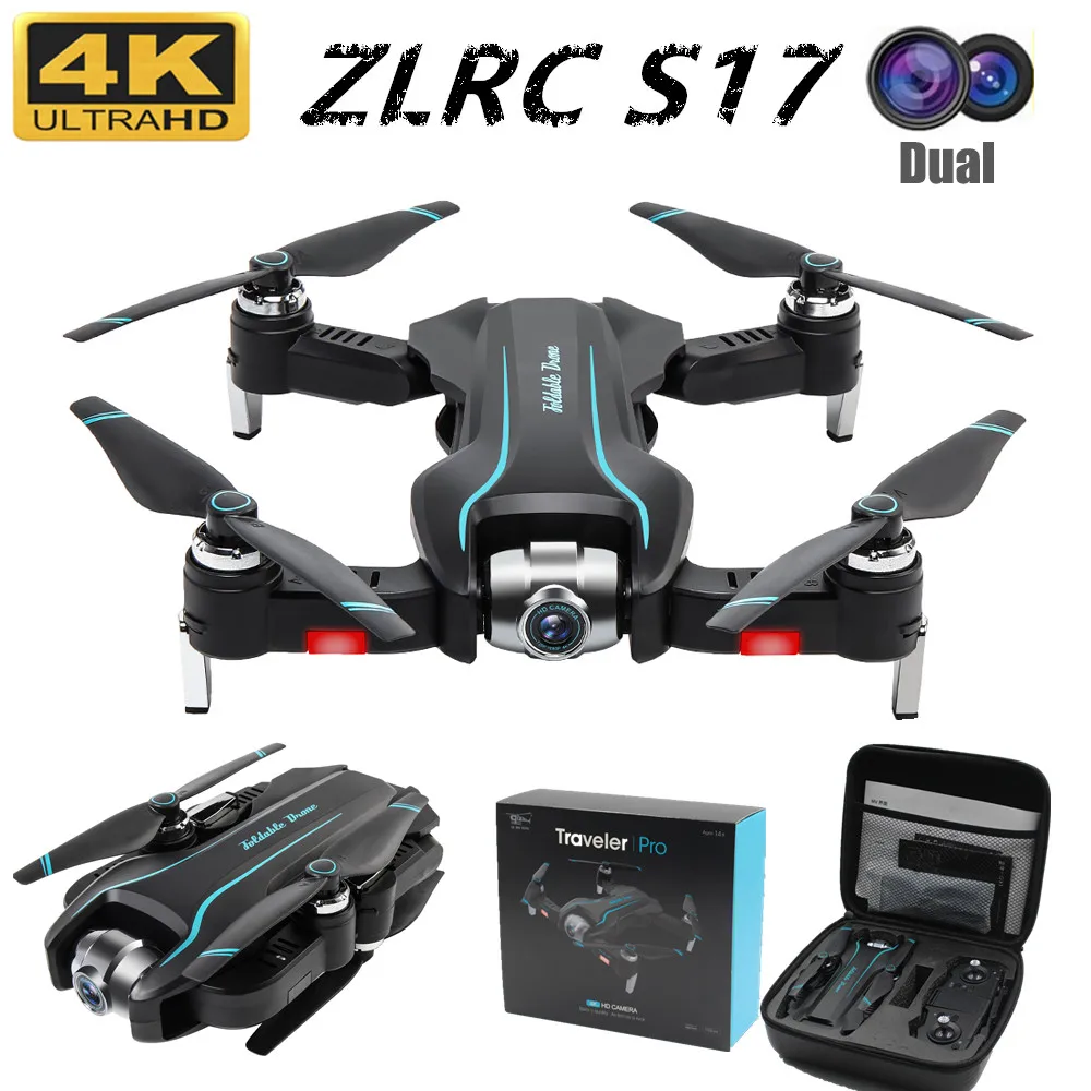 

Foldable Drone S17 50 Times Zoom ESC Dual Camera HD WIFI FPV Optical Flow RC Quadcopter Helicopter Camera 4K Dron VS SG901 SG106