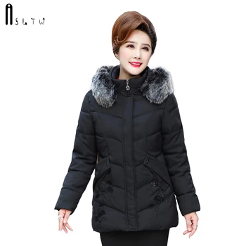 

ASLTW XL-5XL Winter Coat Women New Fashion Plus Size Long Cotton Coat Parka With Fur Hooded Zipper Casual Female Jacket