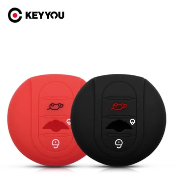 

KEYYOU Silicone Car Key Case Skin Protector Car Accessories For BMW Mini Cooper S JCW ONE+ F54 F55 F56 F57 F60 2014 2015 3 BTN