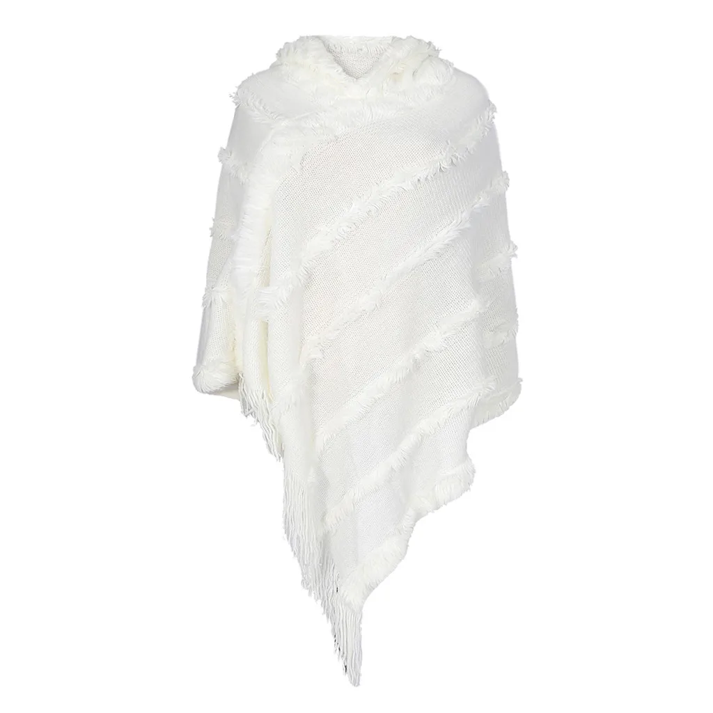 Feitong зимний женский зимний теплый шарф, однотонный мягкий шарф с капюшоном, шарф с бахромой, вязаный шарф, дизайнерский шарф 107