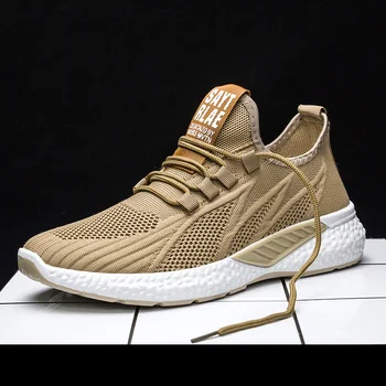

2020 Fashion Men Shoes Casual Weaving Fly Mesh Breathable Light Soft Black Slipon Mens Shoe Male Trainers Sneakers Human Race