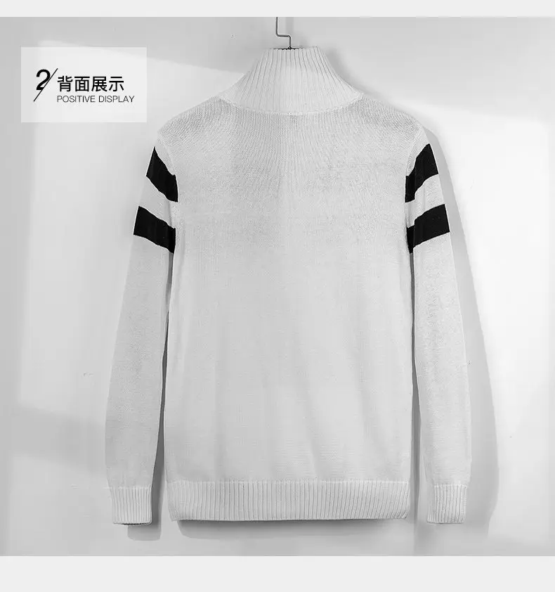 MuLs Brand Sweater Jacket Men Cotton Stand Collar Male Sweater Autumn Winter Stripe Sweatercoat Man knitwear 2019 New Asian Size 04