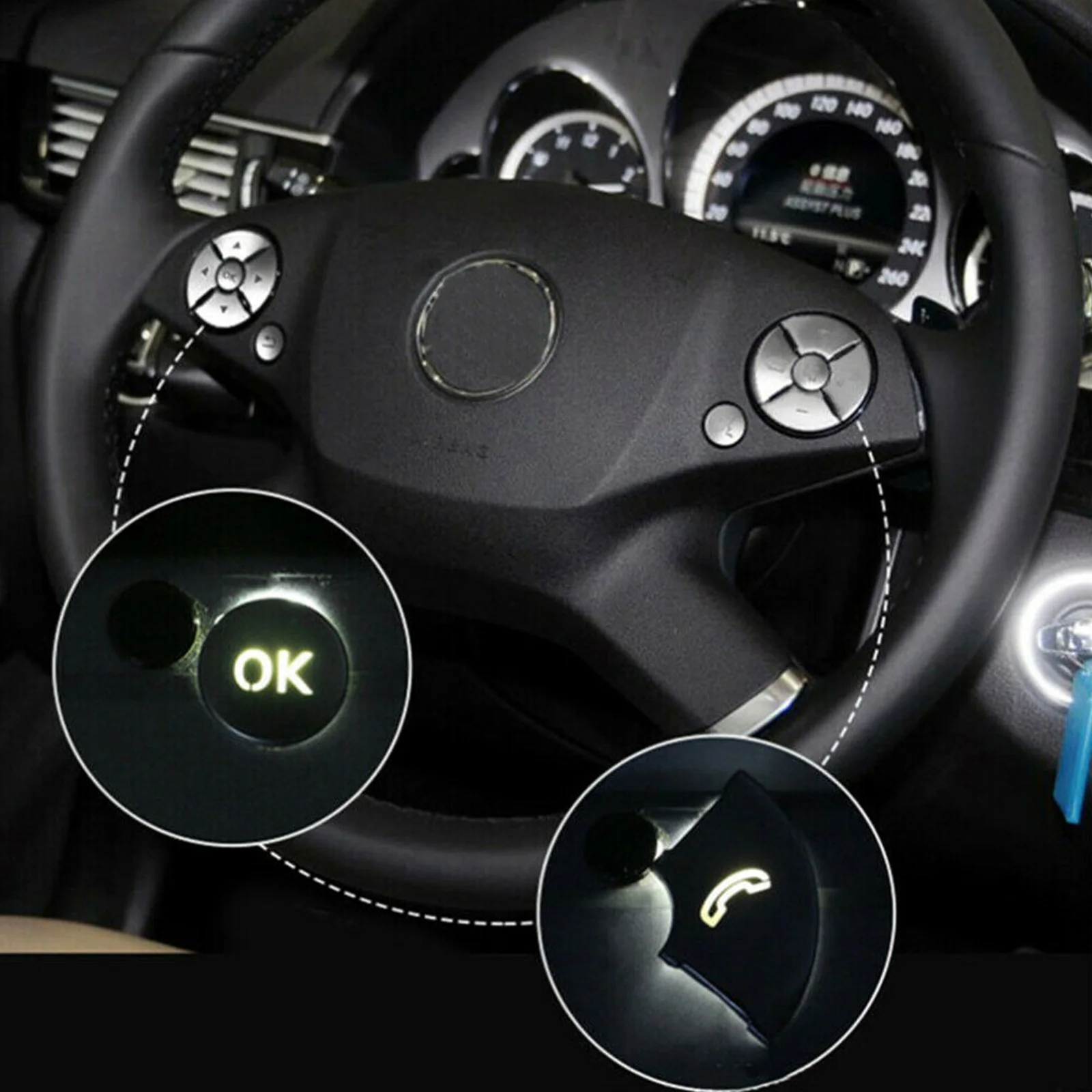 Areyourshop крышка кнопки рулевого колеса Серебряная отделка для бенц C E S Class W204 переключатель для руля Кнопка отделка автозапчасти