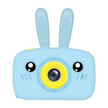 

2-Inch Hd Child Camera, Boy Girl Creative Gifts, Mini Video Camera Sports Camera, Blue Silicone Rabbit
