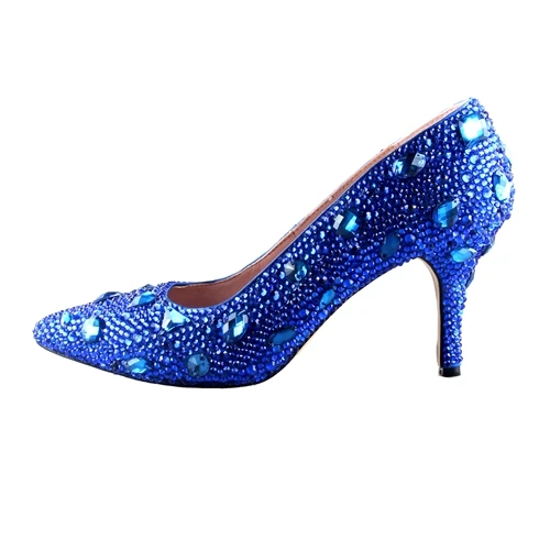 Royal Blue CHS1079 DHL индивидуальный заказ Королевский Голубой Кристалл женские туфли на высоком каблуке Свадебная обувь для невесты - Цвет: Royal Blue