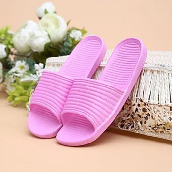 

Women Stripe Flat Bath Slippers Non-Slip Summer Shower Sandals Indoor Outdoor Slipper Soft Slip-On Pool Shoes(5-9.5,Pink)