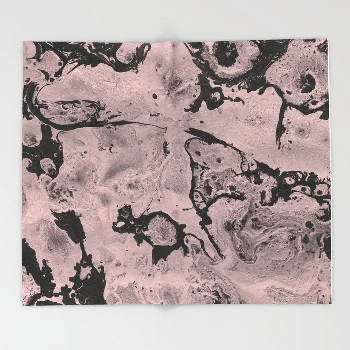 Pink and Black Marble Throw Blanket | Дом и сад