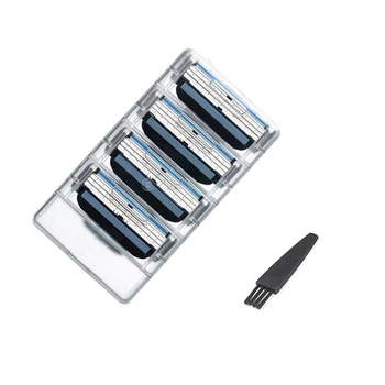 

4pcs Men's Safety Razor Blades 3Layers Shaving Cassette Stainless Steel Safety Blades Beard Manual Shaver replacement head