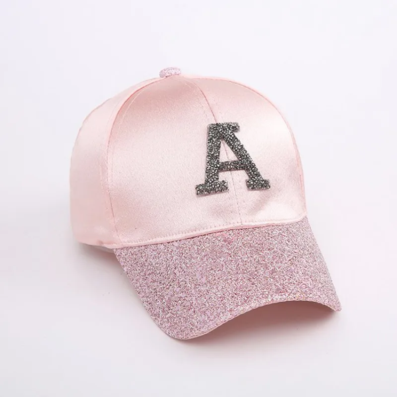 Kids Boys Girls Adjustable Hat Baby Baseball Cap Breathable Sequin Letter Printed Visors Hats - Цвет: Розовый